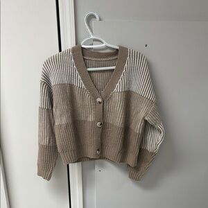 Striped Brown and Cream Women's Sweater